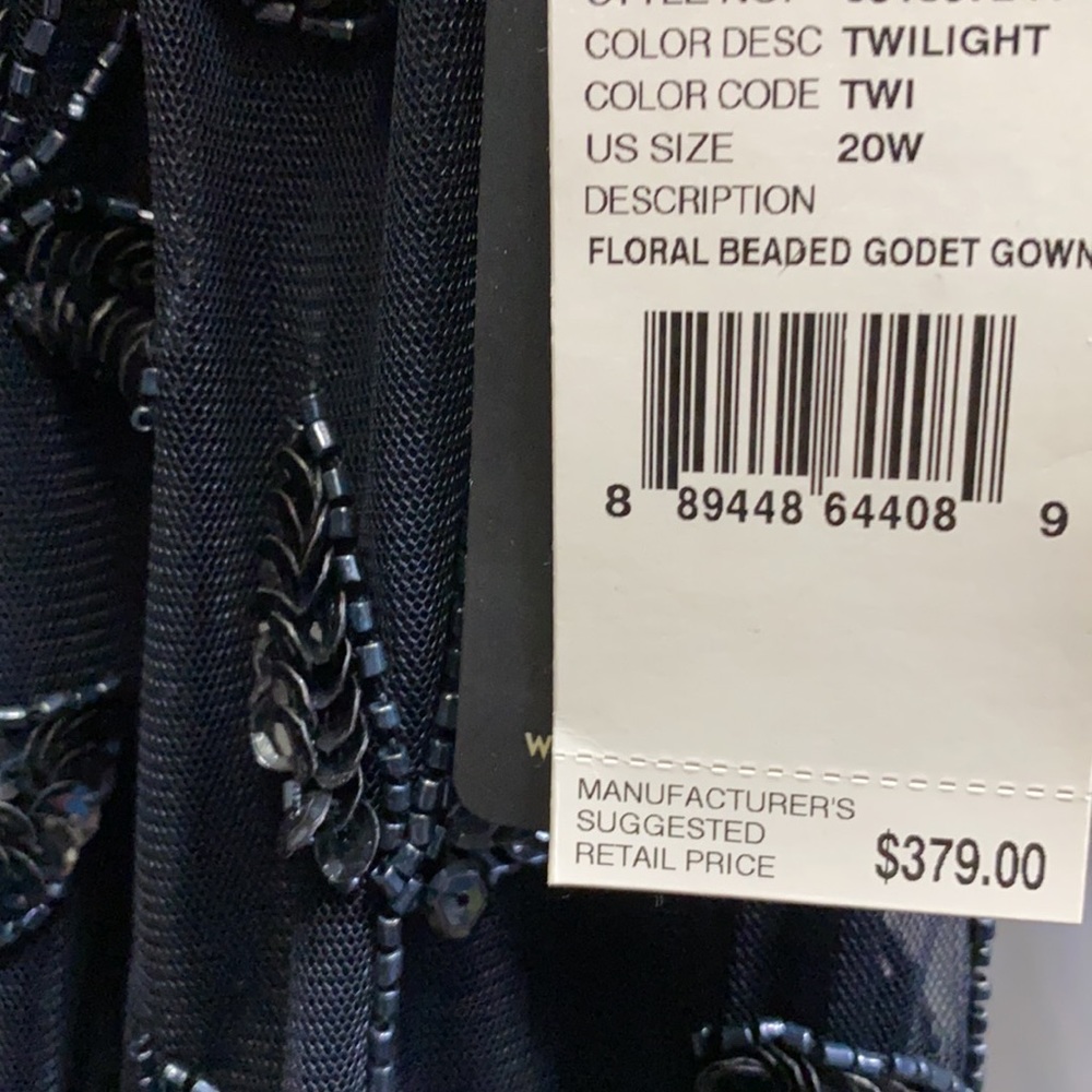 Adrianna papell PLUS SIZyshort sleeves Floral Beaded Godet long Gown - Picture 13 of 16